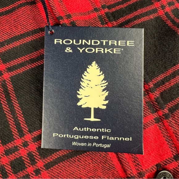 Roundtree & Yorke Portuguese Flannel Shirt Mens Size LT Tall Plaid Red Black NWT - Picture 3 of 12